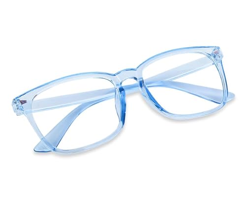 Image of Blue Light Blocking Computer Glasses for Men & Women, Square TR90 Lightweight Eyeglasses Frame, Anti Eye Strain UV Protection, Clear Lens for Gaming Office Reading