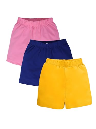 Image of KiddoPanti Girls Cycling Shorts Pack of 3 | Soft & Stretchy Cotton Spandex | Comfortable Fit with Elastic Waistband | Solid Colors Half Tights for Girls Inners