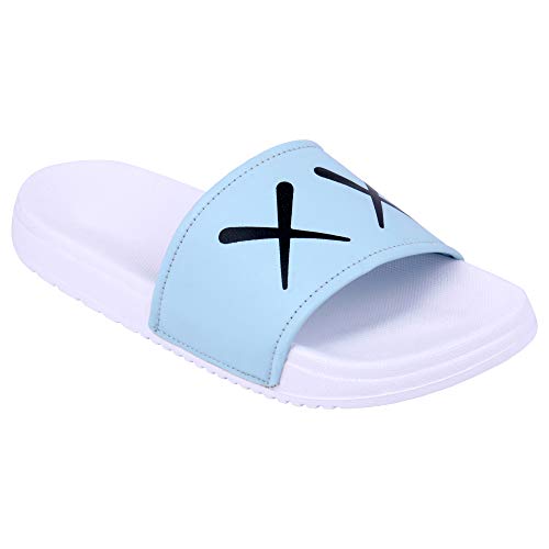 Image of PERY-PAO Mens Stylish Sliders Sky Blue, Grey, Brown, White, Green Boys Slippers