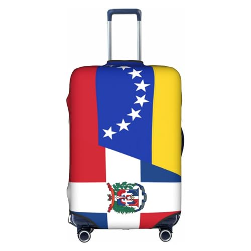 Travel Luggage Cover Half Venezuela Half Dominican Republic Flag Fashion Washable Baggage Suitcase Protector Fit For Luggage Medium