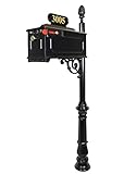ADDRESSES OF DISTINCTION Emerson Black Mailbox with Address Plaque, Flag, and Numbers Included Complete Luxury Mailbox and Post Combo Kit (Emerson)