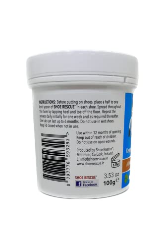 Shoe Rescue Foot And Shoe Powder 100G - Foot Odour Remover And Eliminator - Developed By A Registered Podiatrist Is A Completely Natural Deodorant Remedy To Eliminate Smelly Shoes And Feet - Contains