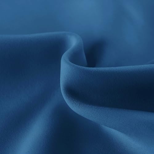 Image of DWCN French Door Curtains - Rod Pocket Thermal Blackout Curtain for Window /Patio Doors /Doorways /Classroom /Kitchen for Privacy, 25W by 40L Inches, 1 Panel with Tieback, Classic Blue