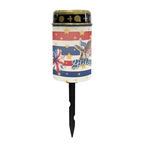 Image of 250th Anniversary Grave Solar Light USA Memorial Flameless Candle American Flag Bald Eagle Solar Powered Patriotic Themed Grave Decorations Cemetery Tribute Honoring Veterans