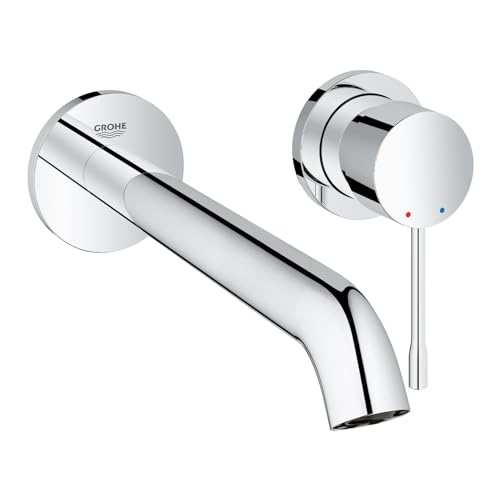GROHE Essence Mitigeur Taille L, Robinet pour Lavabo de Salle de Bains (2 Trous, Montage Mural, Facile à Installer, corps encastré non fourni), Chrome,...