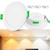Laiebri 3er Led Einbaustrahler 230V Weiß - Extra Flach IP44 Deckenstrahler - Ø68-75mm Einbau Deckenspots 5W 500LM, 2700K/4000K/6000K Deckenlampe led Deckenleuchte für Badezimmer Wohnzimmer Küche