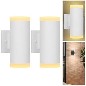 Outdoor Wall Lantern Waterproof Exterior Wall Light Anti Rust Aluminum Wall Mount Lighting Cylinder Design–Up Down Wall Light fixtures for Porch Patio or Garage 2 Pack