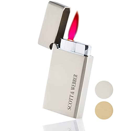 Mechero Jet Flame metálico Scott & Webber Plata Square, encendedor recargable de lujo 2