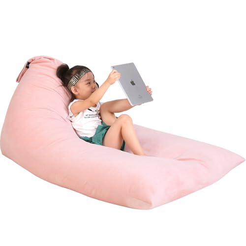 Jorbest Stuffed Animals Storage Bean Bag Chair for Kids and Adults, Luxury Velvet Stuffed Animals Bean Bag Storage, Cover Only(Sweet Pink 200 L/52 Gal)
