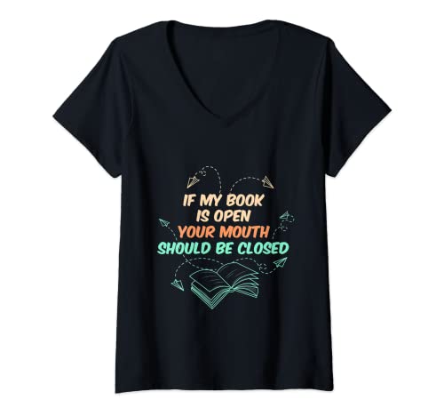 Femme Fun Book Reading Bookmarks Quote I Reader Librarian Fan T-Shirt avec Col en V