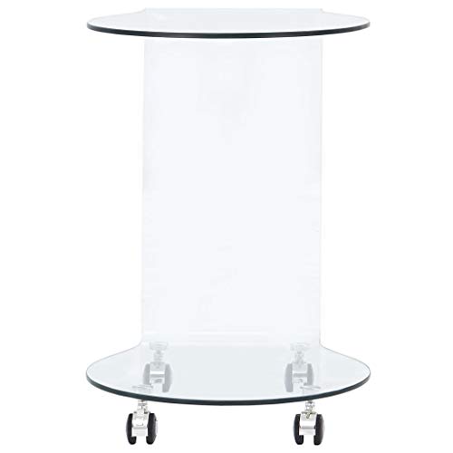 Tidyard Couchtisch Glastisch Mit 4 Rollen,Wohnzimmertisch Beistelltisch Teetisch 45 x 40 x 58 cm aus GEH?rtetes Sicherheitsglas,Glas-St?rke:8 mm,Transparent