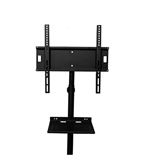Image of Unico Adjustable Single Pipe Floor TV Stand Metal Black Powder Coated, Trolley Stand with Wheels, Full Motion Floor Mount