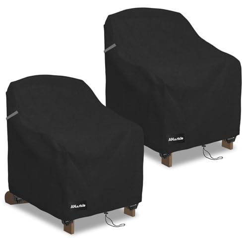 Image of ANartcle Patio Adirondack Chair Cover 2 Pack,600D Waterproof Heavy Duty Outdoor Chair Covers,Adirondack Chair Covers(30W x 34D x 36H inches),Patio Furniture Covers,Black