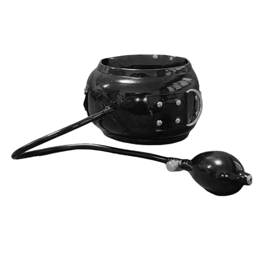 GREEFEI Latex-Gummi-Halsband, aufblasbarer Kragen, Reißverschluss hinten, Latex, Cosplay, Kostüme, XX-Large, edelstahl, Ohne Edelstein.