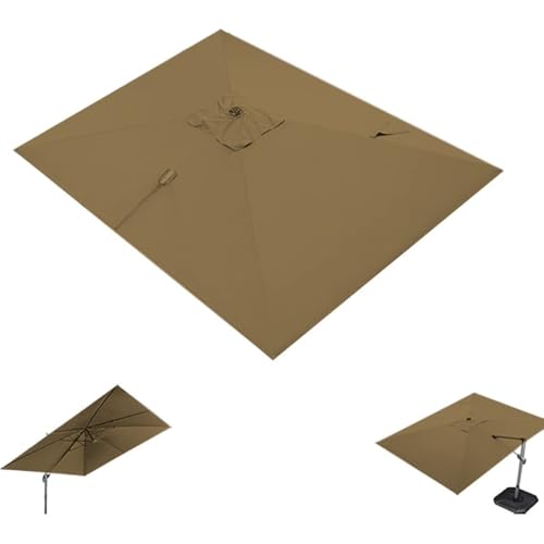Toldo rectangular de repuesto de 3 x 4 m para sombrilla al aire libre, parasol impermeable con ventilación de aire, 8 varillas, cubierta de toldo de jardín y patio (caqui)