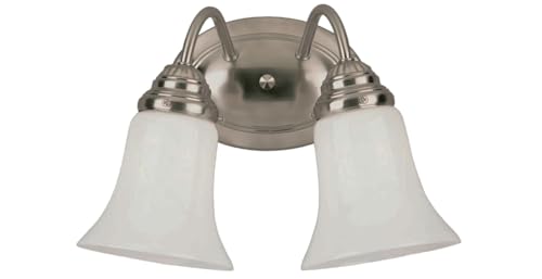 Westinghouse 6461700 Two Light Interior Wall Fixture Brushed Nickel Finish with White Opal Glass