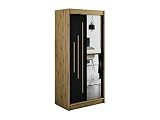 mb-moebel Armoire de Chambre avec 2 Portes coulissantes et Miroir Style Contemporain Penderie (Tringle) avec étagères (LxHxP): 100cmx200cmx62cm Jared Y2 (sans Tiroirs)