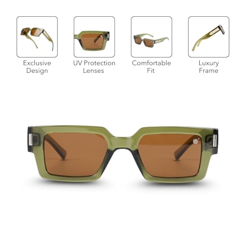 Image of MOONX Gemini UV Protected Rectangular Sunglasses for Men & Women | PC Frame | PC Lens | Stylish Unisex Eyewear for Driving, Travel & Casual Outings