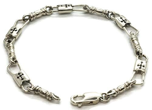 Acts Bracelet Fishers of Men Sterling Silver Regular Link, Budded Cross Design