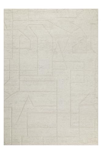 WECONhome Hamptons TWENTYEIGHT, Tufted a Mano, Alfombra de Pelo Corto, diseño Atemporal, fácil Limpieza, Certificado Oeko-Tex® (140 x 200 cm, Blanco Crema)