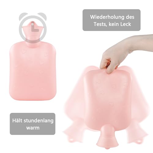 Wärmflasche Wärmflaschengürtel Gummi Wärmflasche mit bezug,1L weichem Plüsch Frauen Wärmegürtel für Periode Nacken Schulter Rücken Beine Regelschmerzen