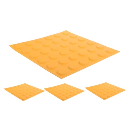 VILLCASE Baldosas Táctiles para Pavimento de Jardín y Carretera, Almohadillas Antideslizantes Amarillas 25x25 Cm, 4 Unidades, para Interiores y Exteriores, Guía para Personas Discapacidad