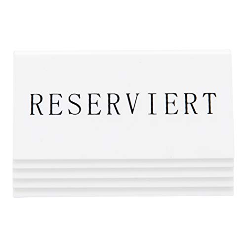 SECURIT Reserviert Tischaufsteller, Deutsch. (5.er Set) Weißes Acryl mit Schwarzer Schrift, Textil, 5 x 16 x 12,5 cm Cover