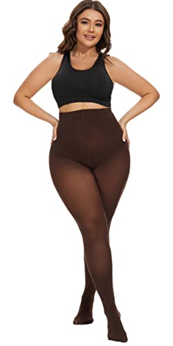 Image of CozyWow Plus Size Tights for Women 80D Soft Solid Color Semi Opaque Pantyhose High Waist 1X 2X 3X 4X