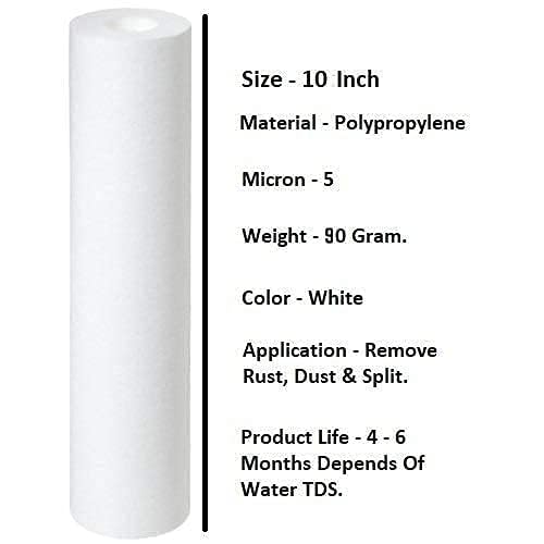 Image of Kitchen Clean High Density 10-Inch 5 Micron PP Spun Filter for pre Filter of All Type RO Water Purifiers (Pack of 4, Spun)