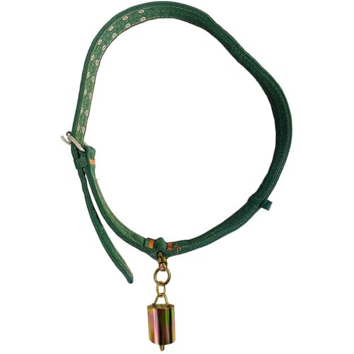 Image of Farm Animal Collar, Thick Canvas Cow Neck Strap, Adjustable Nylon Collar with Cow Bell, Green, Animal Print, 38.5 inches, Suitable for Cattle, Horse, Sheep, Dog, Etc Farm Animals Pets