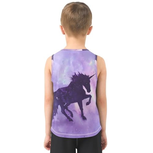 Boys' Tank Top Shirt Unicorn and Purple Nebula Sleeveless T-Shirts3