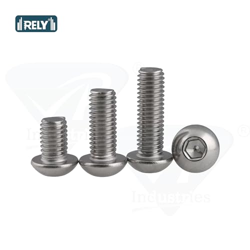 Rely®⇒VP INDUSTRIES (Pcs-25) M4x12 mm Allen Button Head Cap Screw Stainless Steel | Round Mushroom Allen Head Bolt with Allen Key (1 Pc) for Furniture Assembly & DIY Applications
