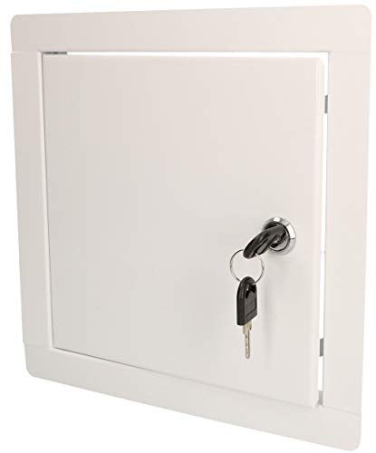 KOTARBAU® Puerta de inspección, 20 x 20 cm, Acero inoxidable, Panel de acceso, Compuerta de fácil acceso, Puerta de revisión, Trampilla para pared o techo, Blanca, Cerradura con llave