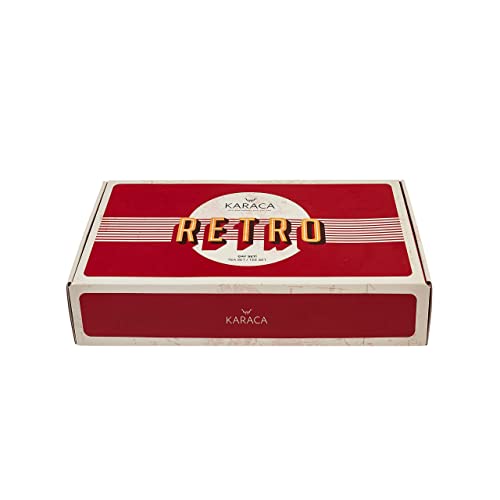 KARACA Retro Anthracite Tea Set for 6 People, Turkish Tea Glasses with Saucers, 12 Pcs, Gold Decal Details