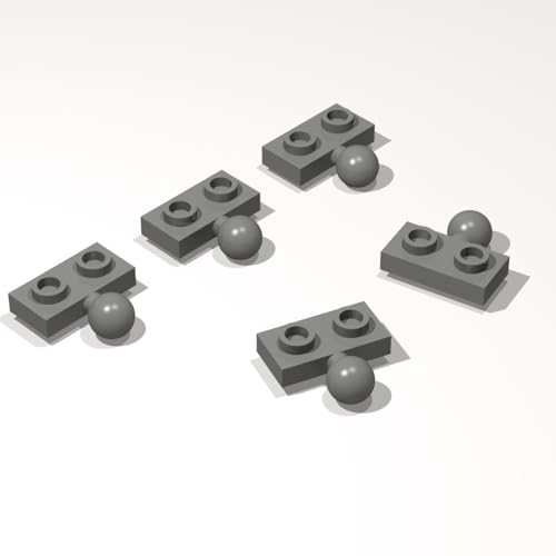 Classic Building Plate Bulk, 1x2 with Tow Ball on Side 50 Piece, Compatible with Lego Parts and Pieces:(Colour:Dark Gray)