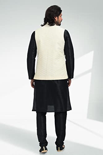 Lady Dwiza Men's Indian Traditional Wedding Festive Waistcoat Dress Set Party Wear Ethnic Kurta Pyjama Set With Nehru Jacket4