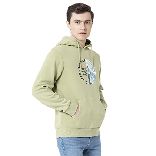 Image of Red Tape Men's Leaf Green Graphic Print Hoodie