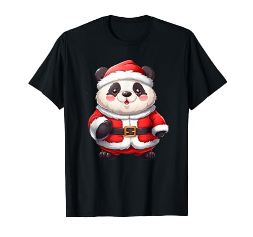 Panda bailarín Papá Noel lindo escuadrón de Navidad amante de los animales Camiseta