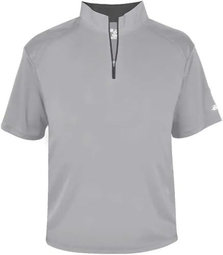 Badger Sport B-Core S/S 1/4 Zip Silver/Graphite X-Large