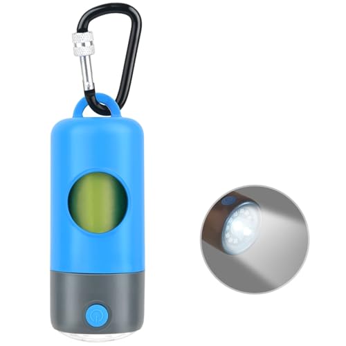 Rechargeable Dog Poop Bag Dispenser With Safety LED Flashlight, Pet Waste Bag Holder with Carabiner Clip For Leash, Collar,Harness, and 15 PCS Extra Thick Doggy Waste Bags Rechargeable Dog Poop Bag Dispenser With Safety LED Flashlight, Pet Waste Bag Holder with Carabiner Clip For Leash, Collar,Harness, and 15 PCS Extra Thick Doggy Waste Bags
