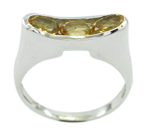 Bague de citrine jaune en argent 925 sterling pour femme massif RIYO