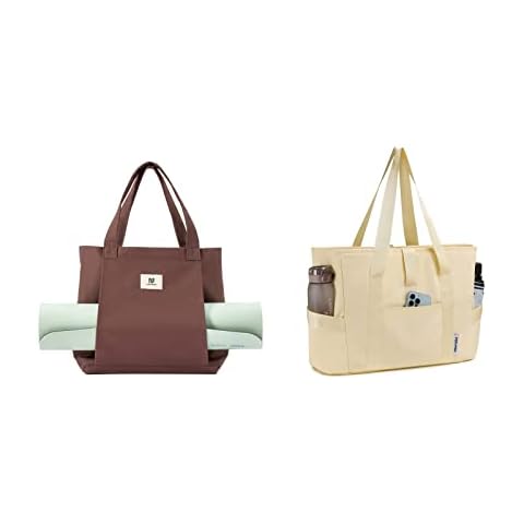 Moyaqi Versatile Canvas Nylon Tote Bag with Yoga Mat Holder for Yoga, Gym, Work and Travel Cover