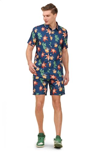 Image of Mens Printed Casual Shirts and Shorts Set Button Down Co-ord Set