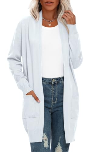 Image of Anymiss Womens Oversized Long Sweater Cardigan with Pockets - Long Sleeve Knit Kimono S-3X
