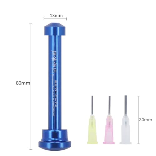 Image of Manual Syringe Glue Dispenser Solder Flux Paste Plunger BGA Welding Tool | Aluminum Alloy Booster, 3 Size Dispensing Needles