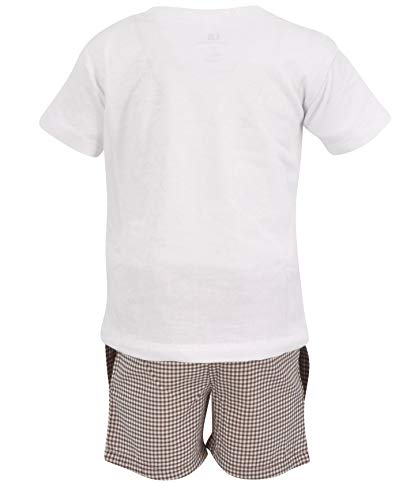Image of Unique Baby Boys 2pc Shorts Set Outfit Short Sleeve Shirt with Embroidery Design and Shorts