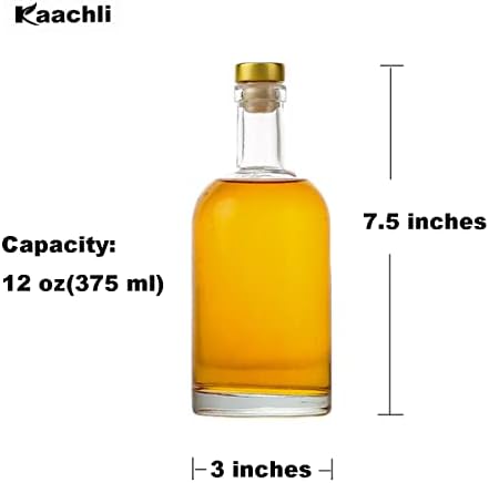 Kaachli Glass Bottle [Pack of 6] Swing Top Brewing Bottle with Stopper for Beverages, Oil, Vinegar, Kombucha, Beer, Water, Soda, Kefir Airtight Lid (Clear, KC-Short-12oz-6pic)