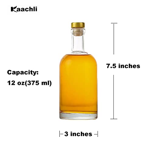Kaachli Glass Bottle [Pack of 6] Swing Top Brewing Bottle with Stopper for Beverages, Oil, Vinegar, Kombucha, Beer, Water, Soda, Kefir Airtight Lid (Clear, KC-Short-12oz-6pic)