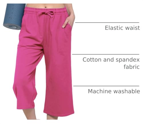 Image of Lock and Love Womens Capri Pants Loose Yoga Pants Wide Leg Drawstring Comfy Lounge Pajama Capris Sweatpants with Pockets