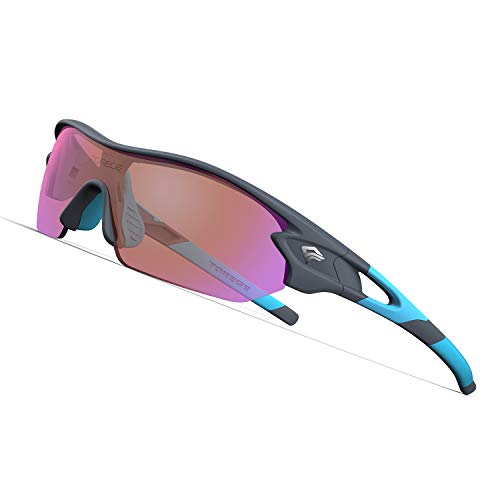 TOREGE Polarized Sports Sunglasses with 3 Interchangeable Lenes for Men Women Cycling Running